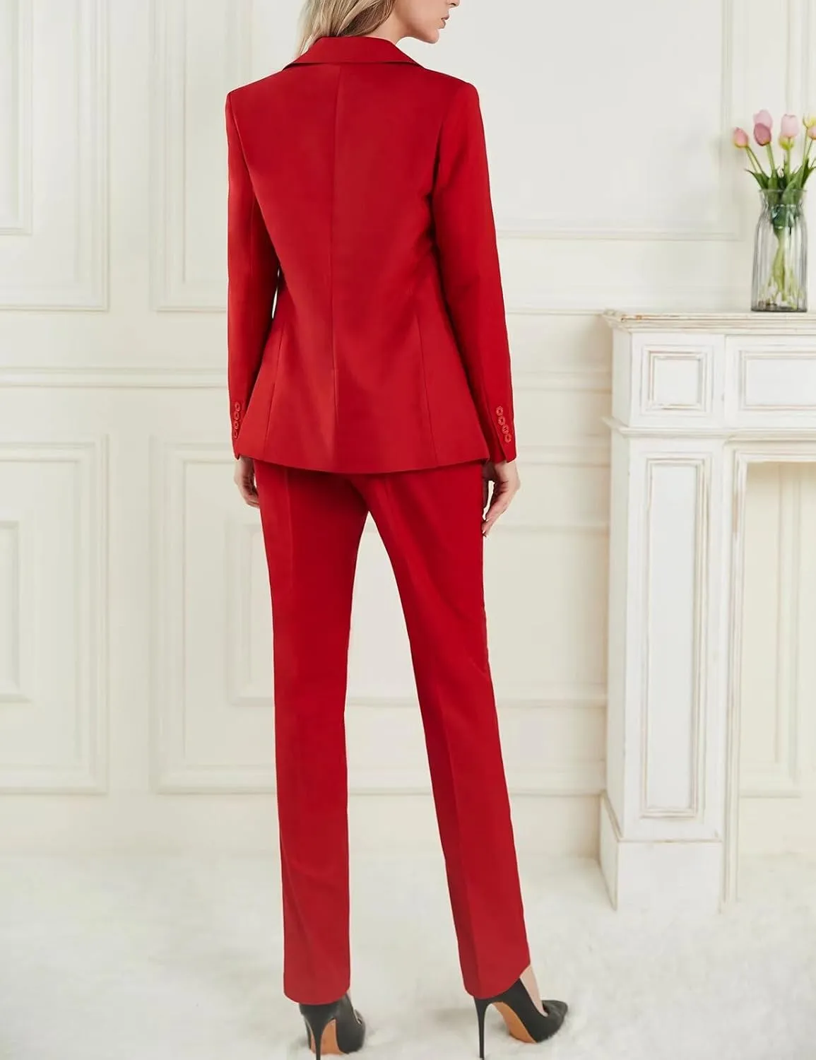 Business Women Suit Set One Button Womens Suits 2 Piece Set Professional Pant Suits for Women