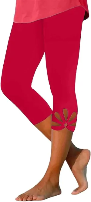 Capri Leggings for Women Summer Cropped High Waisted Knee Length Yoga Pants Comfy Stretchy Workout Compression Pants