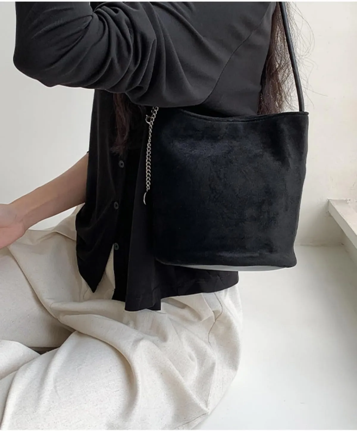 Chic Brown Suede Bag Soft Bucket Bag Women 2024 Fall Winter Handbag Stylish Shoulder Bag Versatile Crossbody Purse