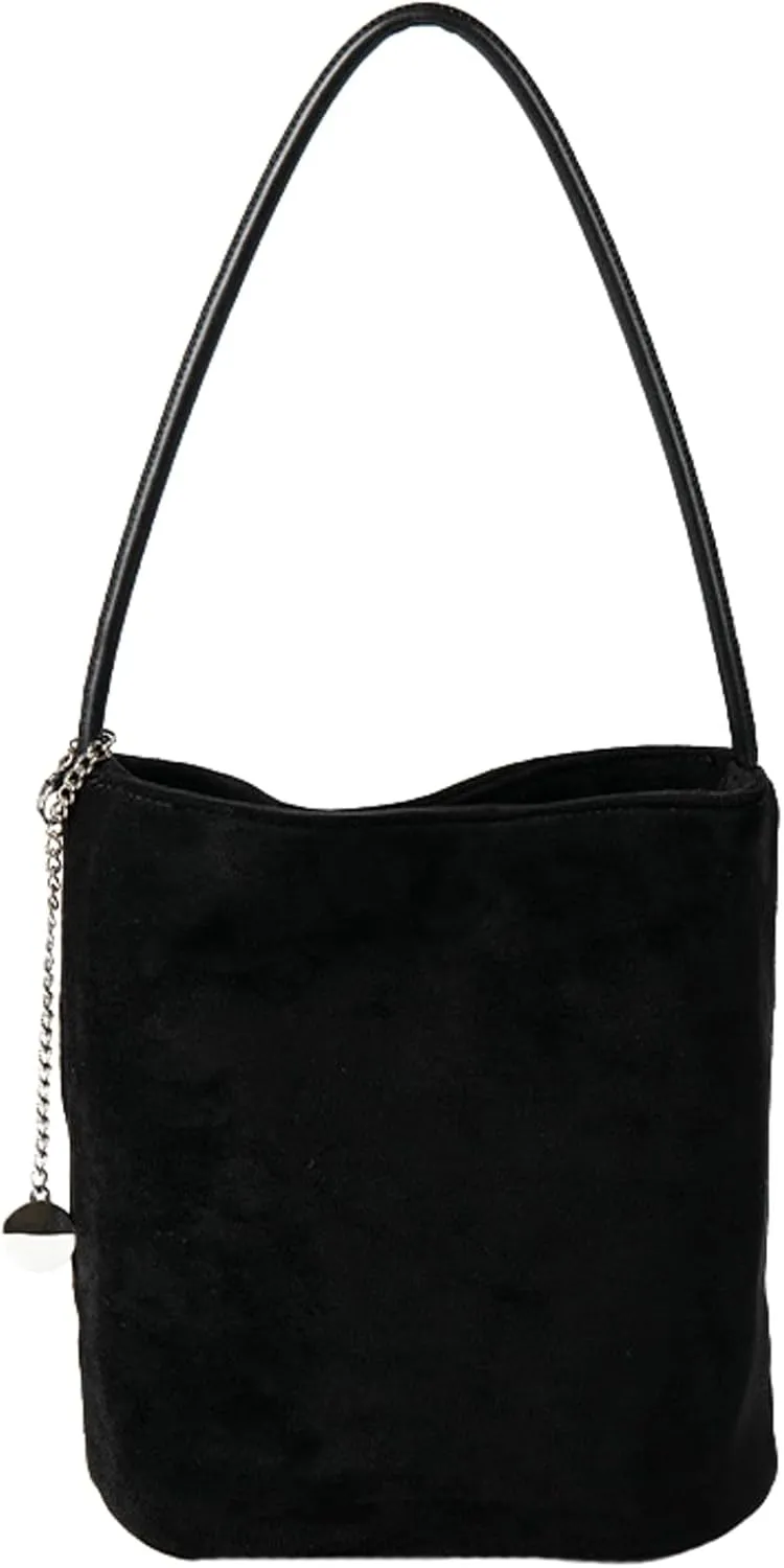 Chic Brown Suede Bag Soft Bucket Bag Women 2024 Fall Winter Handbag Stylish Shoulder Bag Versatile Crossbody Purse