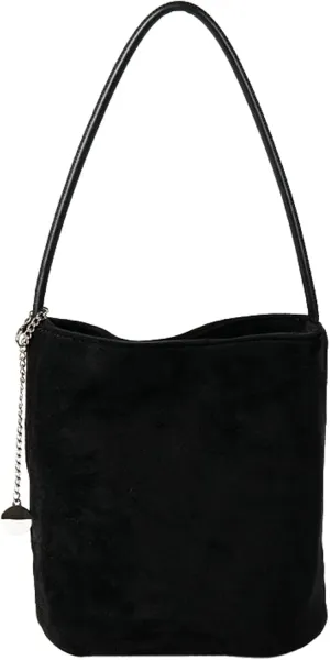 Chic Brown Suede Bag Soft Bucket Bag Women 2024 Fall Winter Handbag Stylish Shoulder Bag Versatile Crossbody Purse