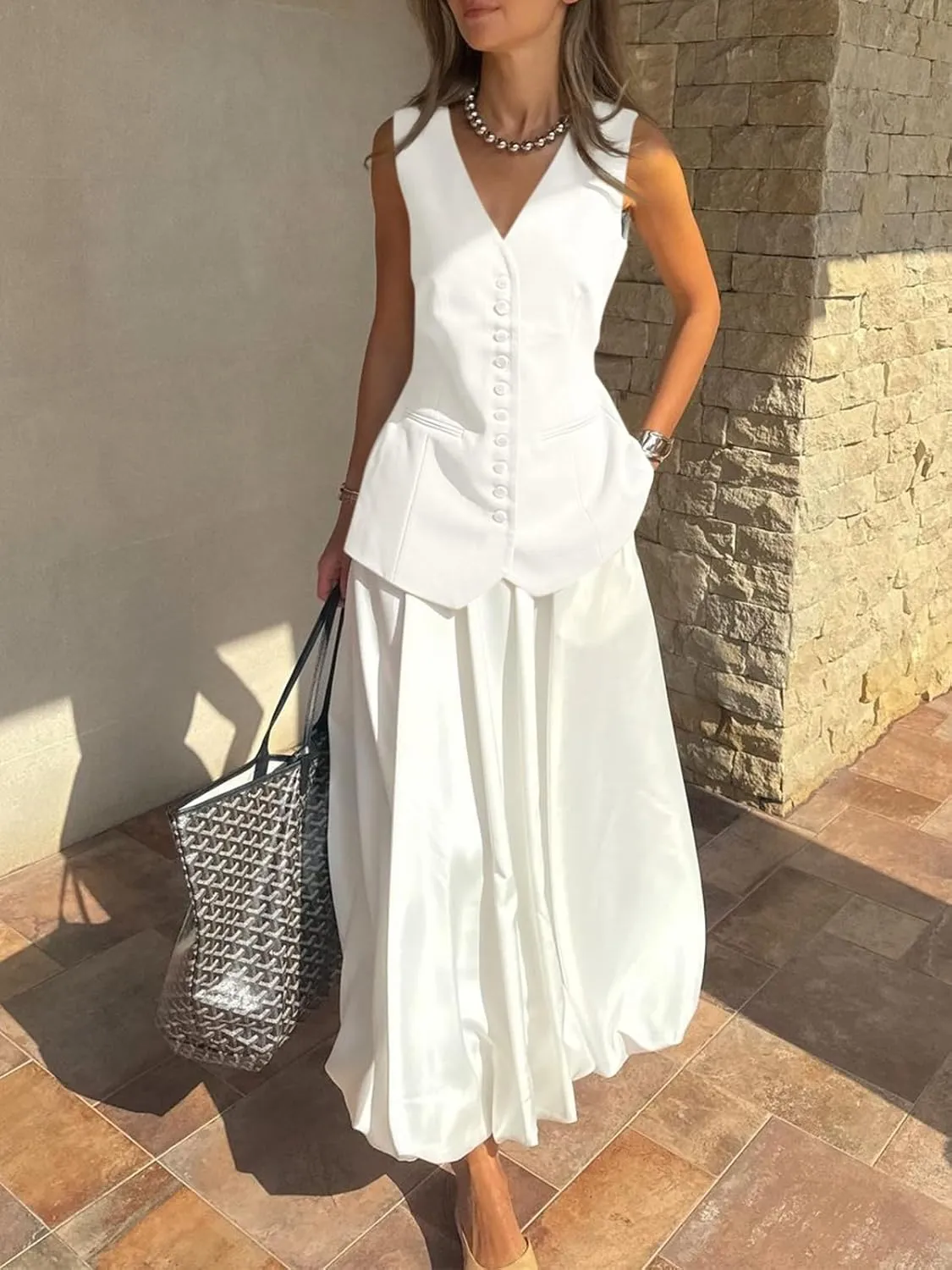 Cicy Bell Womens Button Down Suit Vests Casual Business V Neck Waistcoat Tops Summer Fitted Work Office Sleeveless Blazer