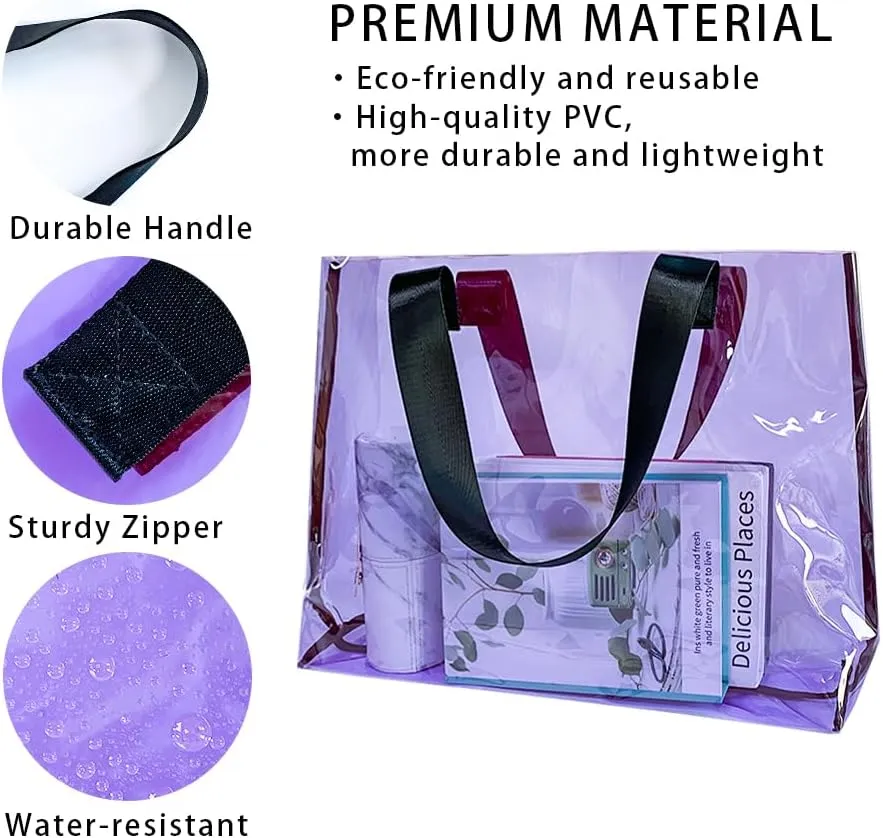 Clear Large Tote Bag - Versatile, Waterproof, Stain Resistant, Transparent Shoulder Tote Bag for Work