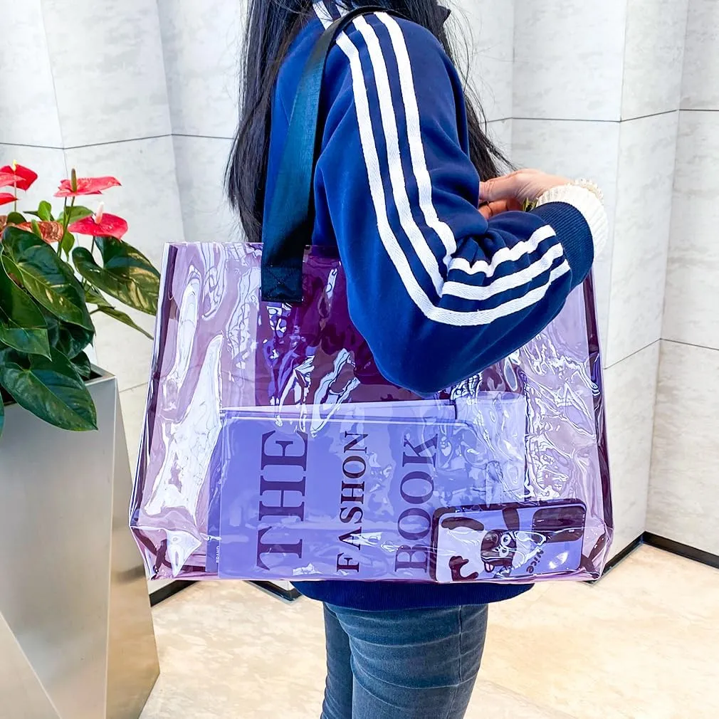 Clear Large Tote Bag - Versatile, Waterproof, Stain Resistant, Transparent Shoulder Tote Bag for Work