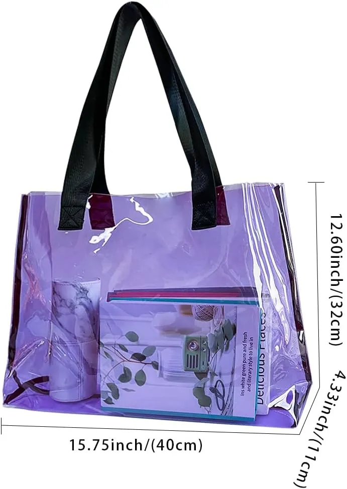Clear Large Tote Bag - Versatile, Waterproof, Stain Resistant, Transparent Shoulder Tote Bag for Work