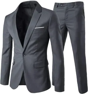 Cloudstyle Men's 2-Piece Suits Slim Fit 1 Button Dress Suit Jacket Blazer & Pants Set