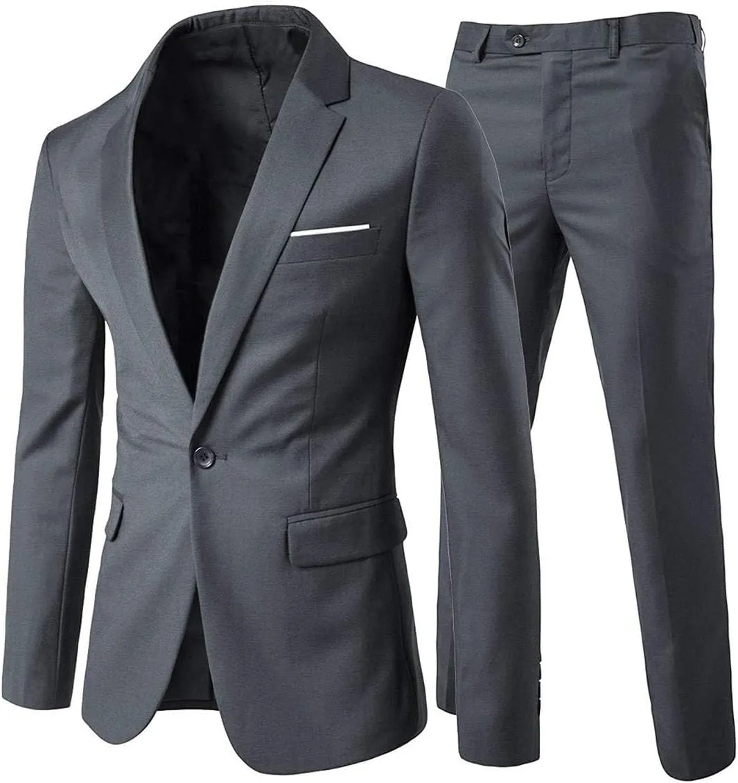 Cloudstyle Men's 2-Piece Suits Slim Fit 1 Button Dress Suit Jacket Blazer & Pants Set
