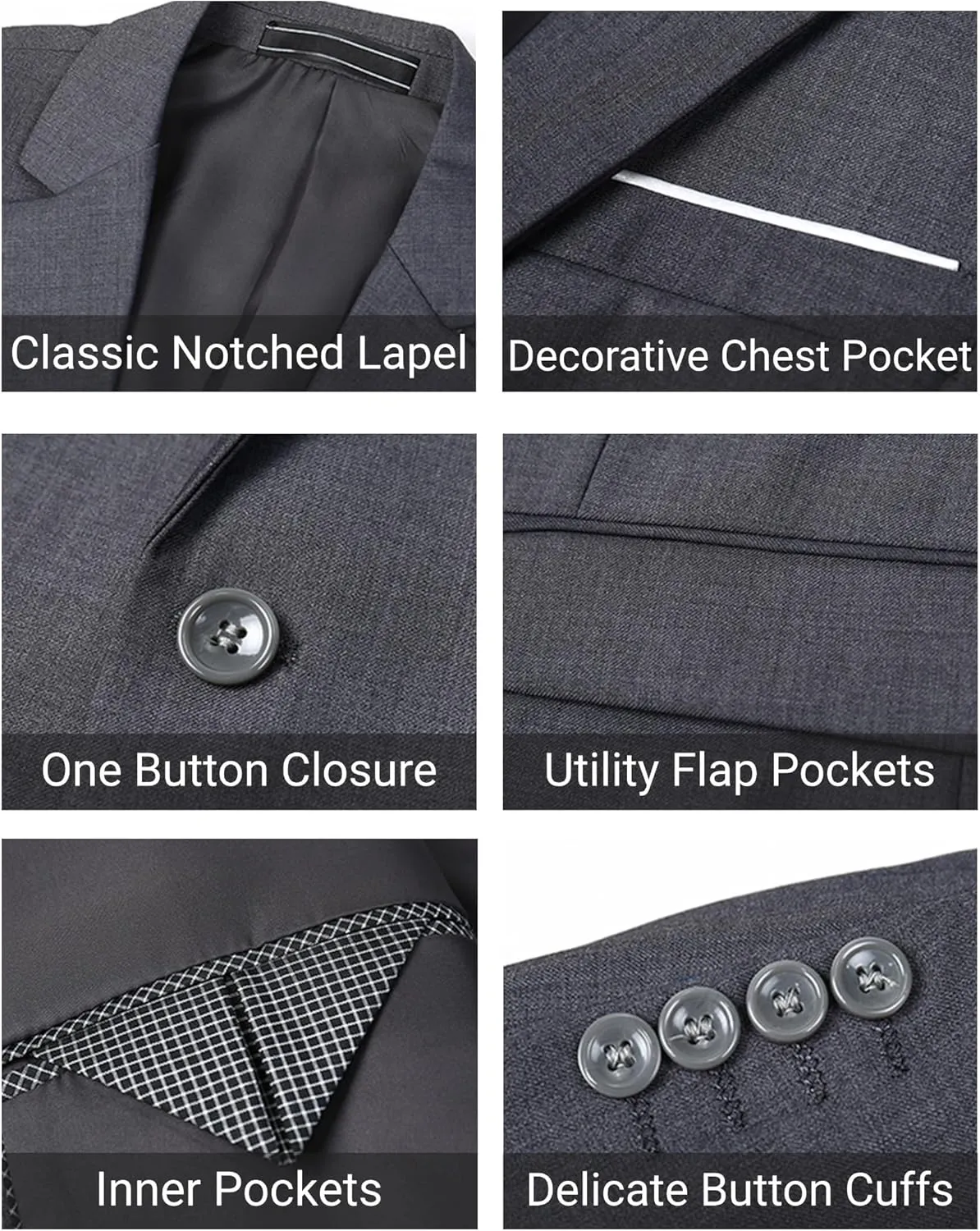 Cloudstyle Men's 2-Piece Suits Slim Fit 1 Button Dress Suit Jacket Blazer & Pants Set