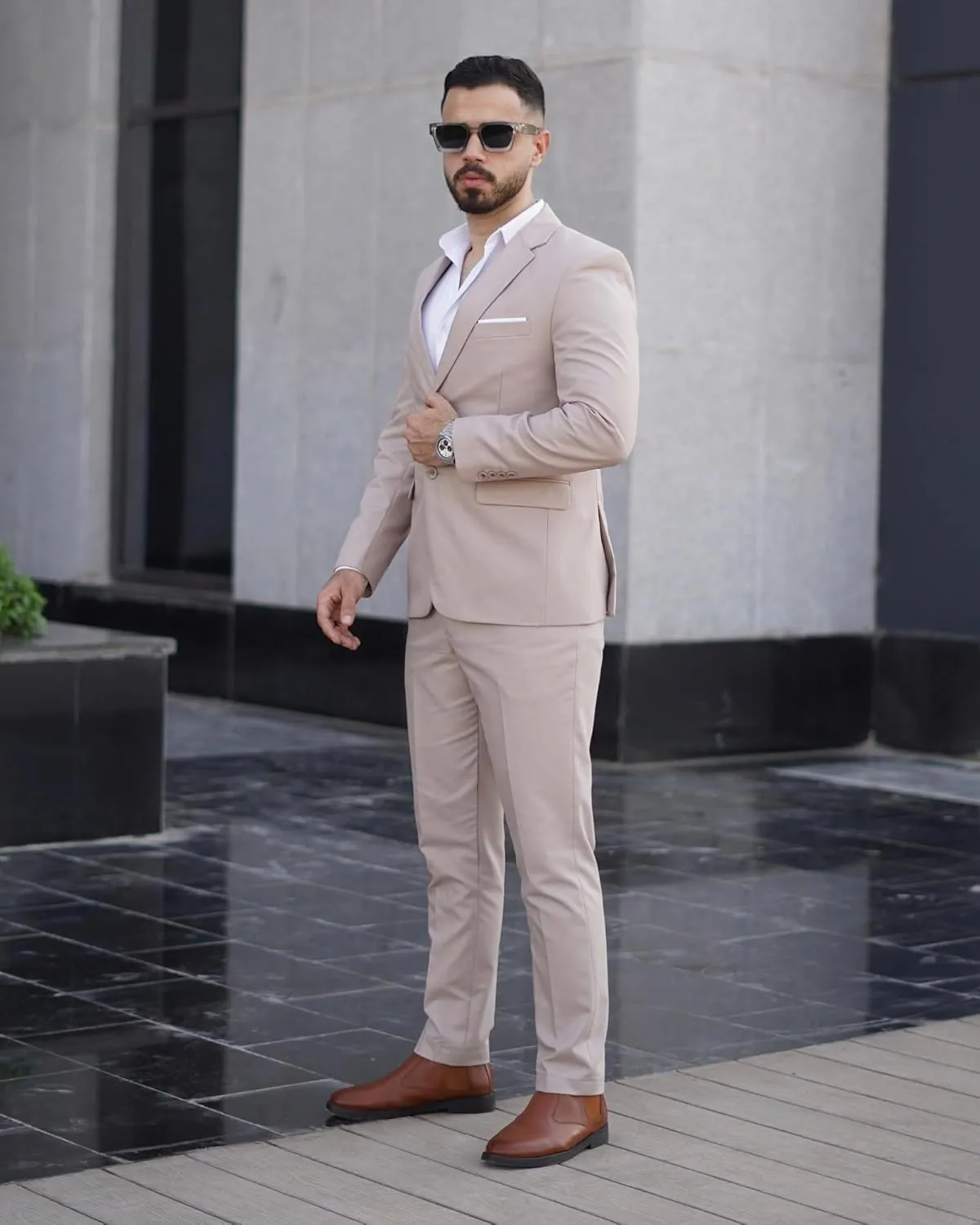 Cloudstyle Men's 2-Piece Suits Slim Fit 2 Button Dress Suit Jacket Blazer & Pants Set