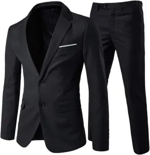 Cloudstyle Men's 2-Piece Suits Slim Fit 2 Button Dress Suit Jacket Blazer & Pants Set