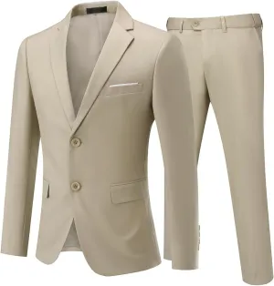 Cloudstyle Men's 2-Piece Suits Slim Fit 2 Button Dress Suit Jacket Blazer & Pants Set