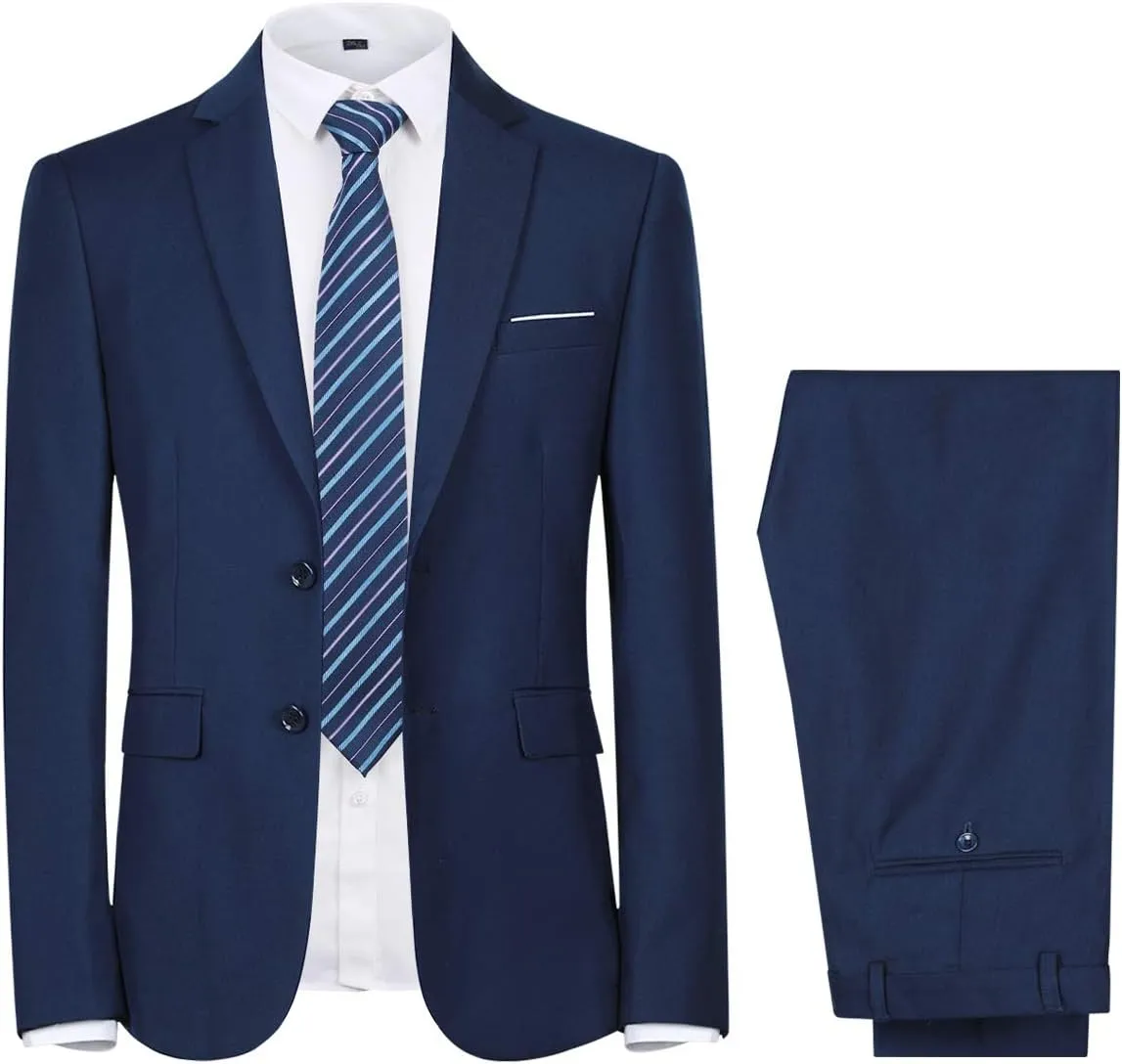 Cloudstyle Men's 2-Piece Suits Slim Fit 2 Button Dress Suit Jacket Blazer & Pants Set