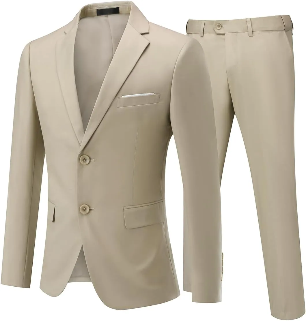 Cloudstyle Men's 2-Piece Suits Slim Fit 2 Button Dress Suit Jacket Blazer & Pants Set