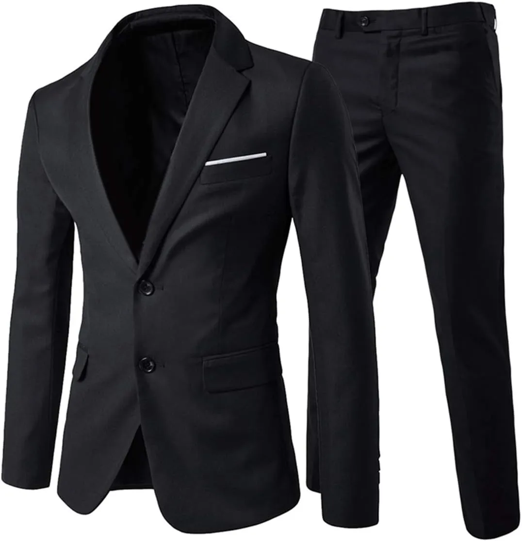 Cloudstyle Men's 2-Piece Suits Slim Fit 2 Button Dress Suit Jacket Blazer & Pants Set