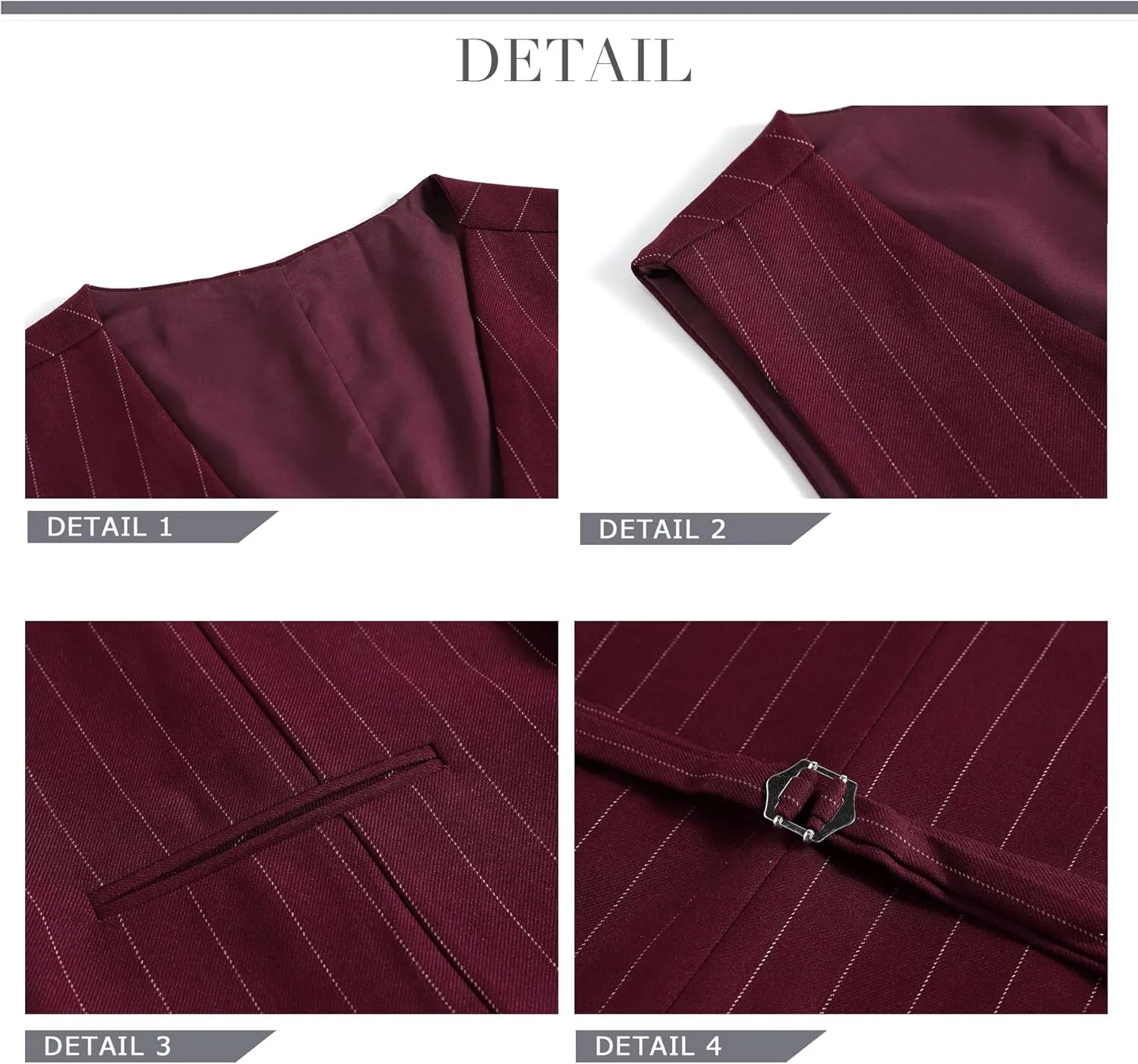 Cloudstyle Mens 3 Piece Stripe Suit Set Center Vent 2 Button Tux Blazer Jacket Vest Trousers