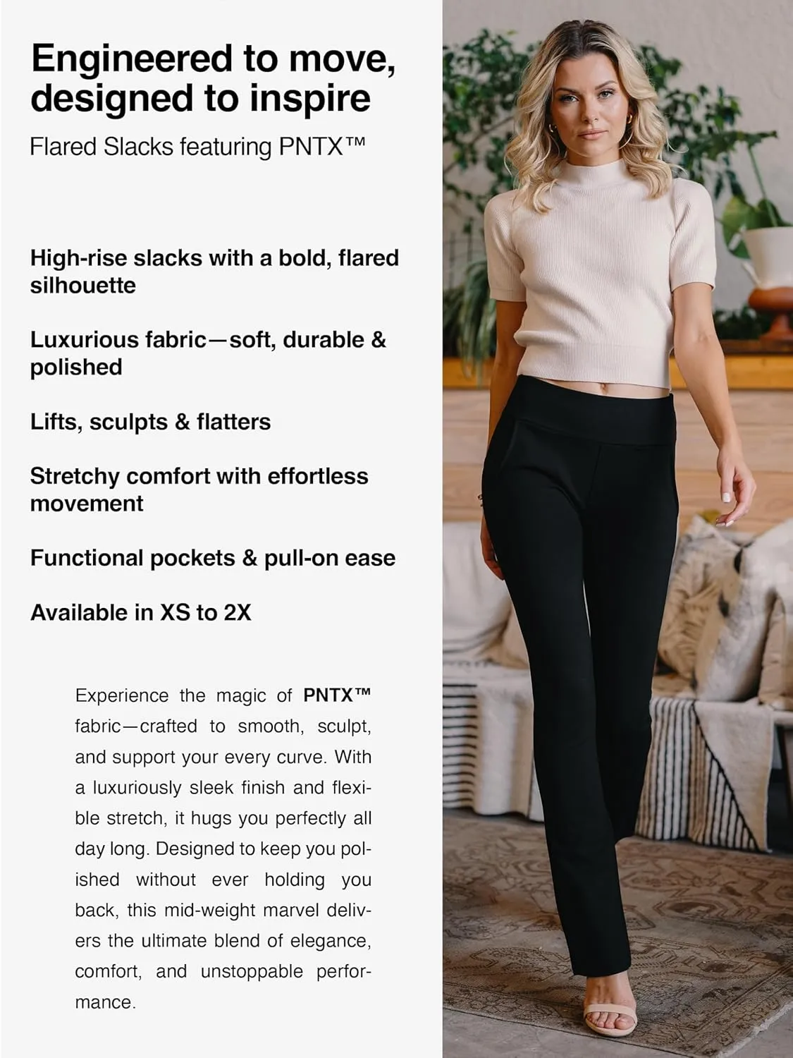 Conceited Dress Pants for Women with Pockets - Stretch Ponte Fabric - Wear to Work - Tummy Control (Available in Plus Size)