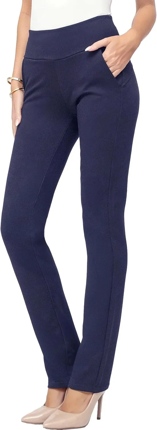 Conceited Dress Pants for Women with Pockets - Stretch Ponte Fabric - Wear to Work - Tummy Control (Available in Plus Size)