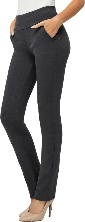 Conceited Dress Pants for Women with Pockets - Stretch Ponte Fabric - Wear to Work - Tummy Control (Available in Plus Size)