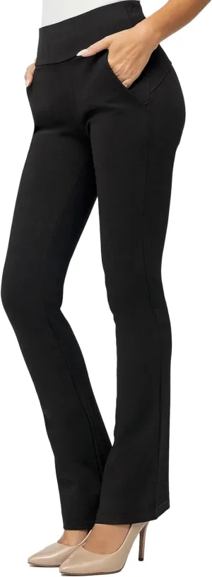 Conceited Dress Pants for Women with Pockets - Stretch Ponte Fabric - Wear to Work - Tummy Control (Available in Plus Size)