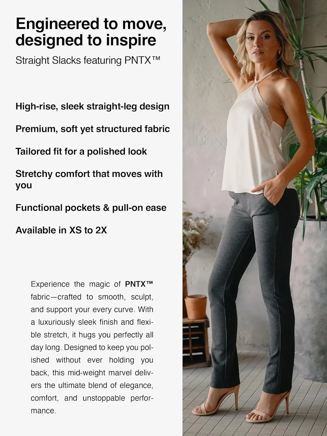 Conceited Dress Pants for Women with Pockets - Stretch Ponte Fabric - Wear to Work - Tummy Control (Available in Plus Size)