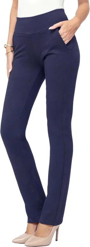 Conceited Dress Pants for Women with Pockets - Stretch Ponte Fabric - Wear to Work - Tummy Control (Available in Plus Size)