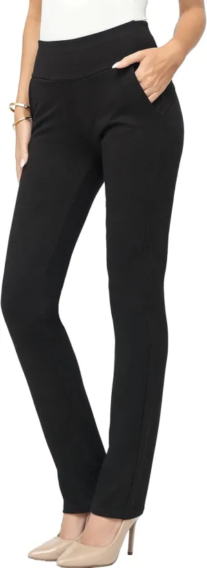 Conceited Dress Pants for Women with Pockets - Stretch Ponte Fabric - Wear to Work - Tummy Control (Available in Plus Size)