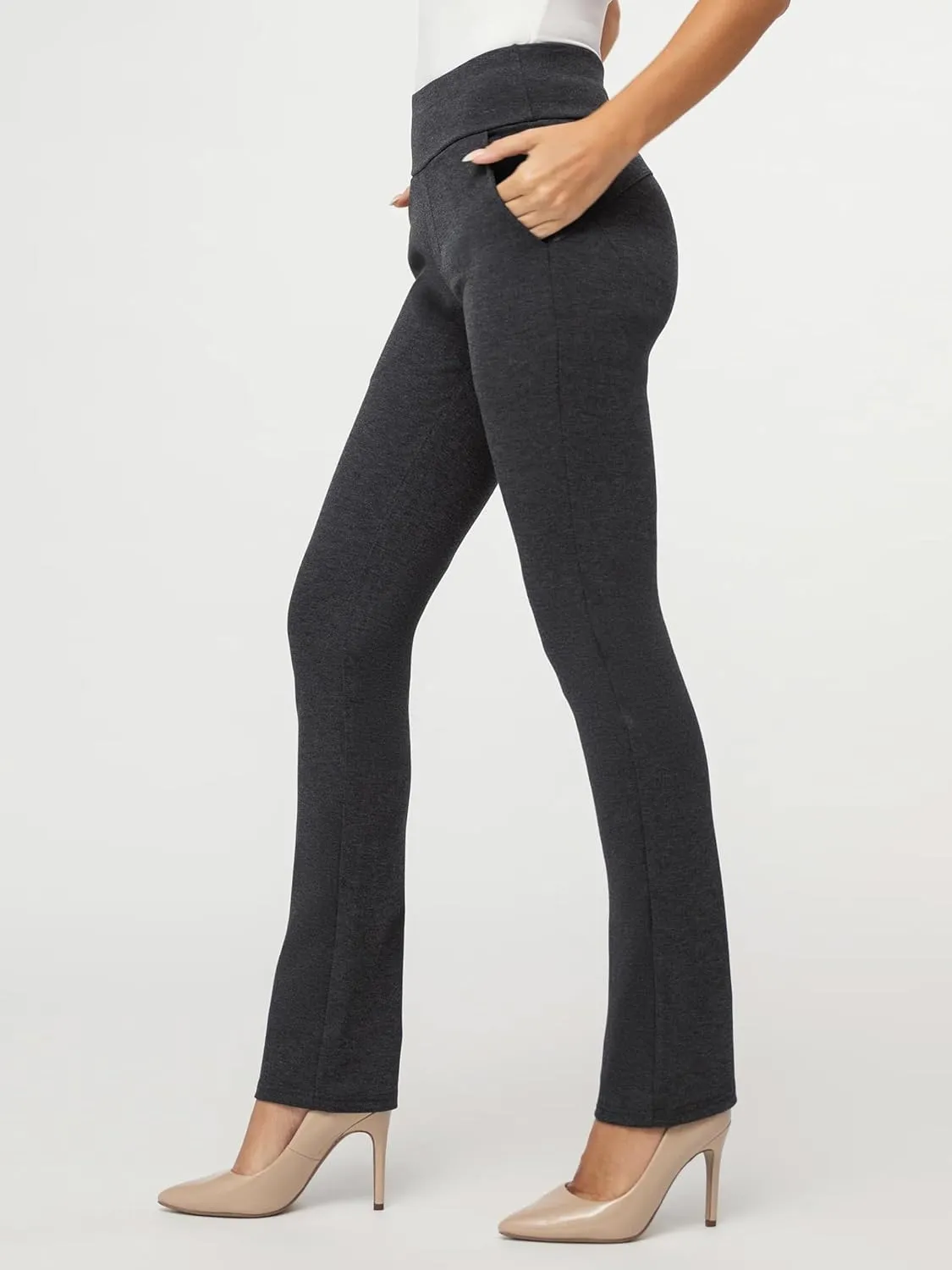 Conceited Dress Pants for Women with Pockets - Stretch Ponte Fabric - Wear to Work - Tummy Control (Available in Plus Size)