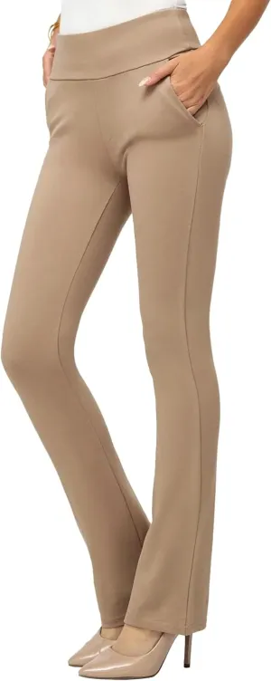 Conceited Dress Pants for Women with Pockets - Stretch Ponte Fabric - Wear to Work - Tummy Control (Available in Plus Size)