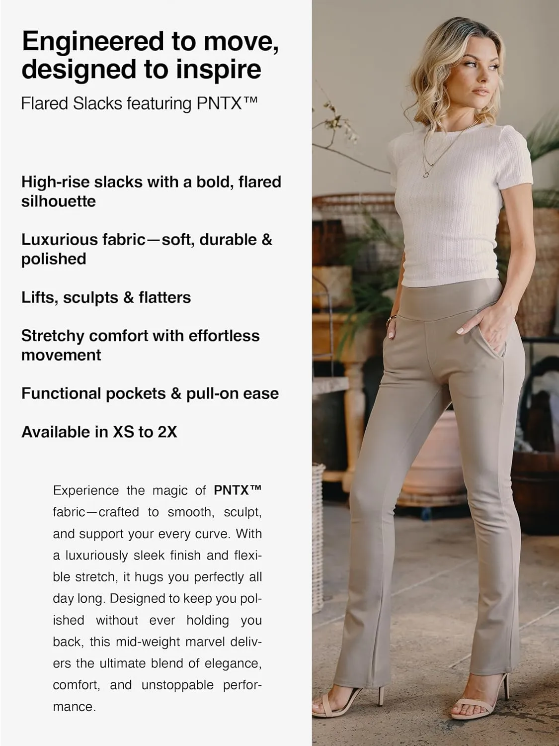 Conceited Dress Pants for Women with Pockets - Stretch Ponte Fabric - Wear to Work - Tummy Control (Available in Plus Size)