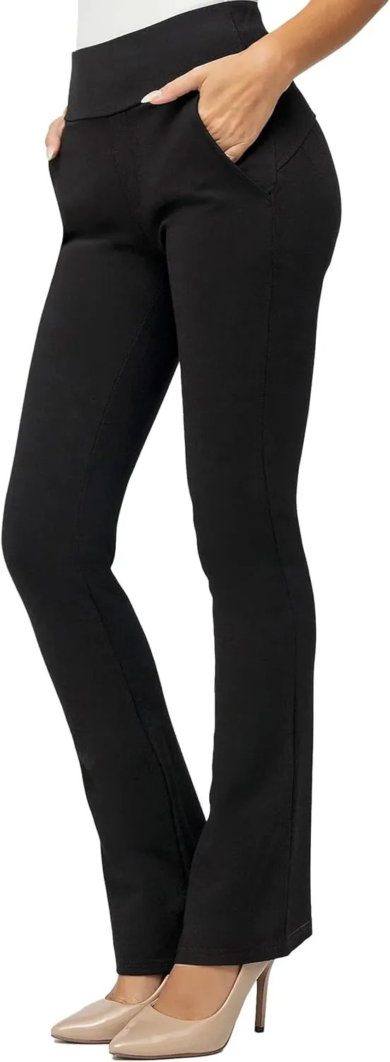 Conceited Dress Pants for Women with Pockets - Stretch Ponte Fabric - Wear to Work - Tummy Control (Available in Plus Size)