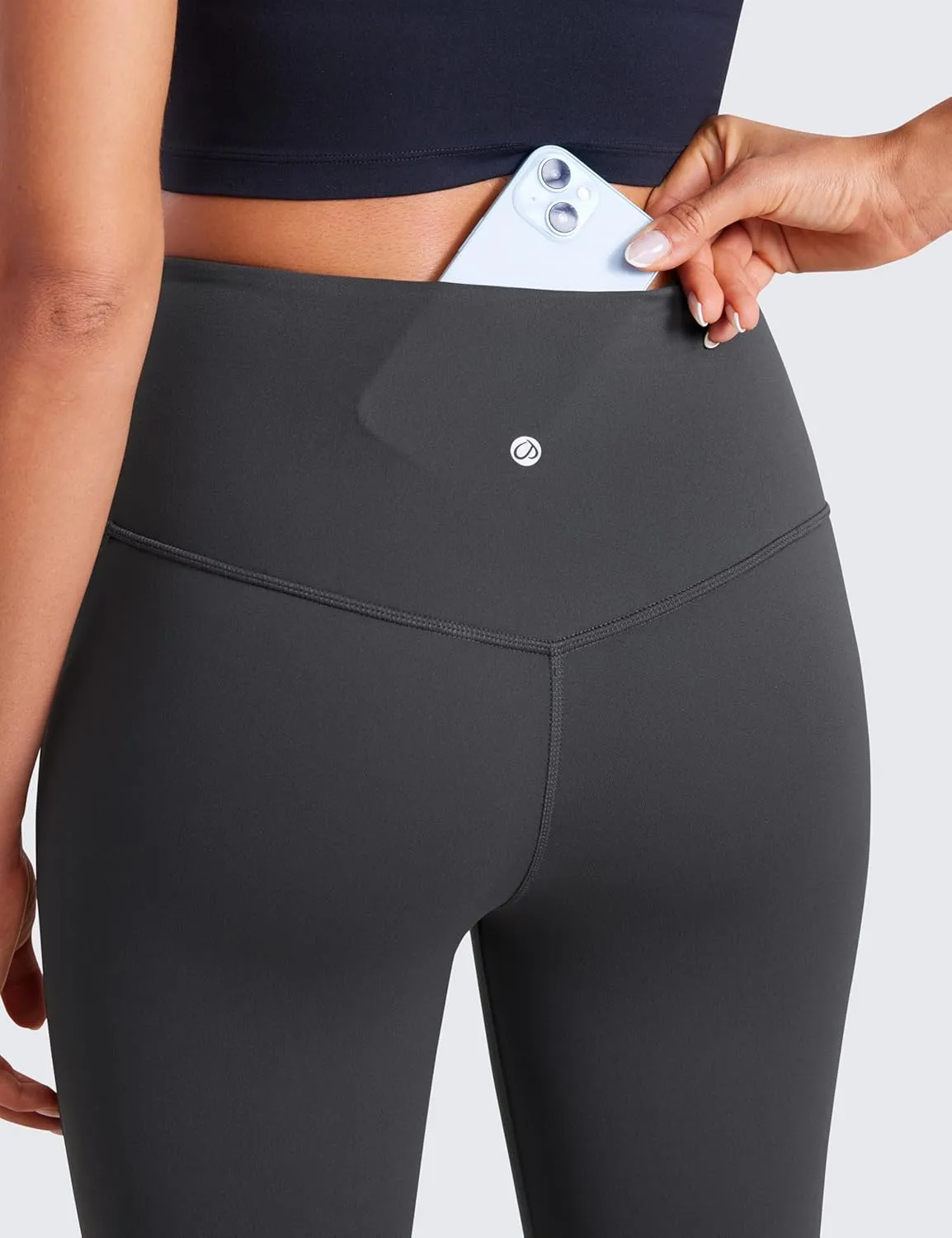 CRZ YOGA Butterluxe High Waist Mini Flared Leggings for Women 30" / 31.5" - Bootcut Yoga Pants with Pocket Casual Lounge