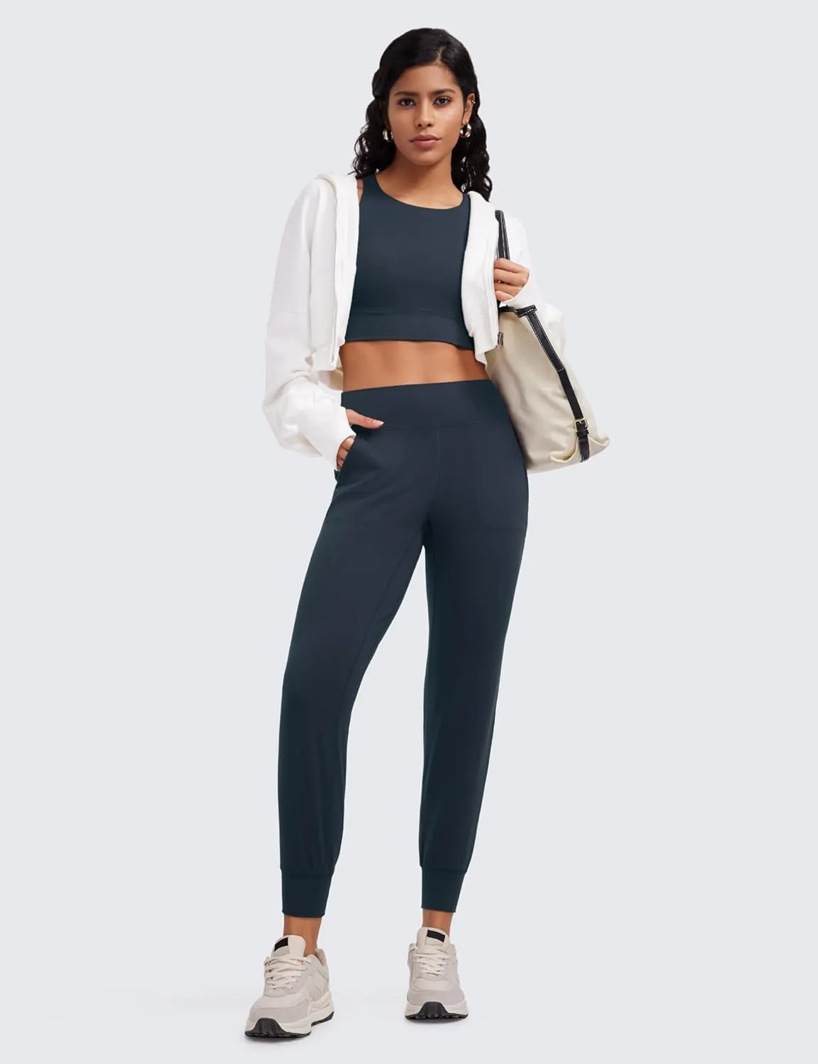 CRZ YOGA Butterluxe High Waisted Joggers for Women 27" - Buttery Soft Yoga Lounge Workout Leggings Pants with Pockets