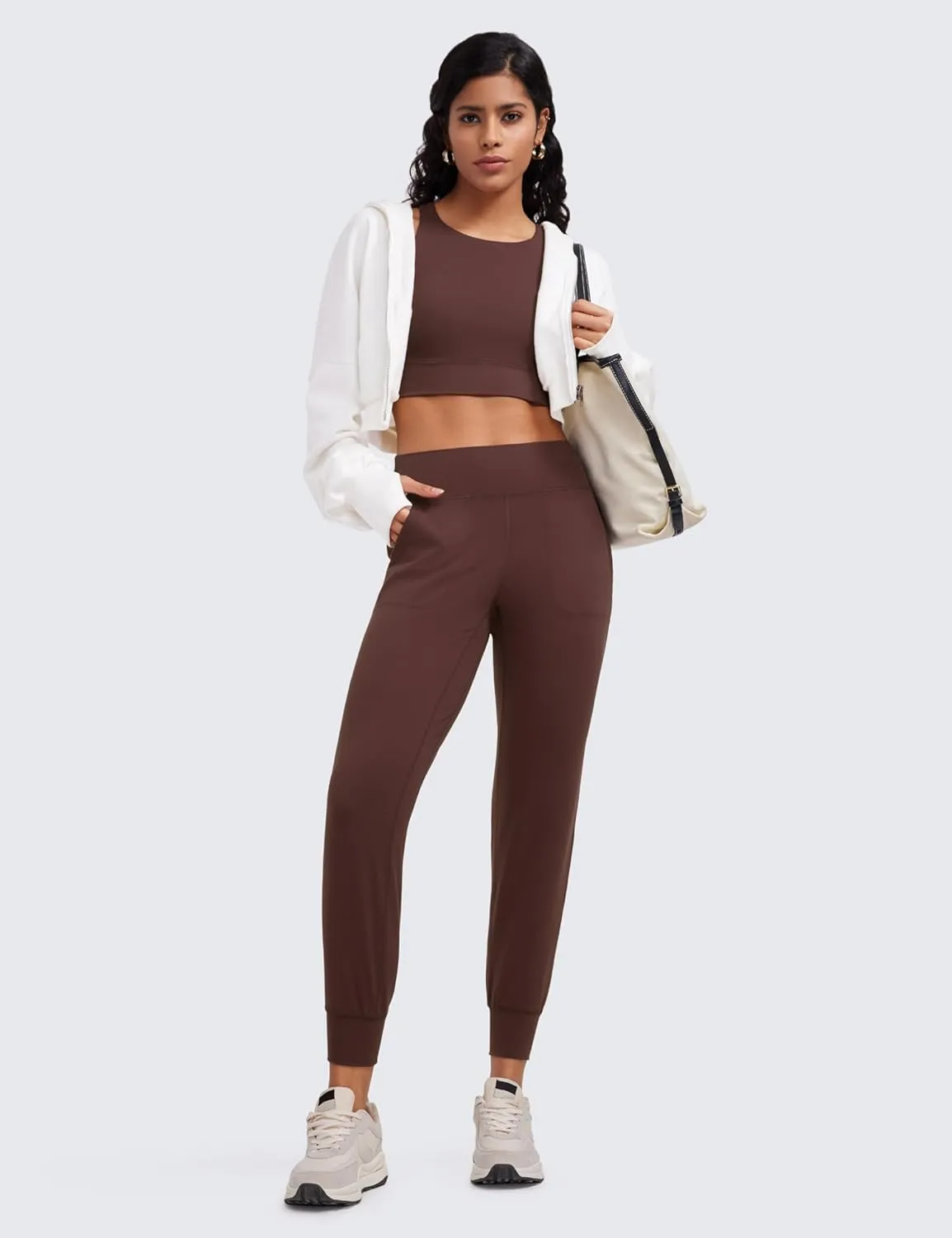 CRZ YOGA Butterluxe High Waisted Joggers for Women 27" - Buttery Soft Yoga Lounge Workout Leggings Pants with Pockets