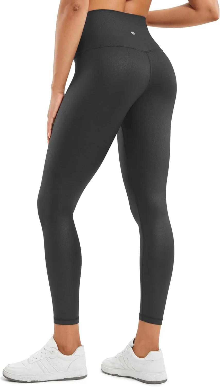 CRZ YOGA Butterluxe Matte Faux Leather Leggings for Women 25" - High Waisted Stretch Ankle Leather Pants Pleather Tights