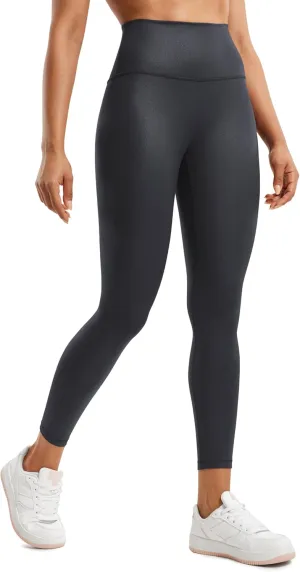 CRZ YOGA Butterluxe Matte Faux Leather Leggings for Women 25" - High Waisted Stretch Ankle Leather Pants Pleather Tights