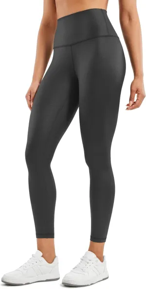 CRZ YOGA Butterluxe Matte Faux Leather Leggings for Women 25" - High Waisted Stretch Ankle Leather Pants Pleather Tights