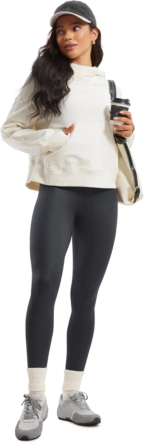 CRZ YOGA Butterluxe Matte Faux Leather Leggings for Women 25" - High Waisted Stretch Ankle Leather Pants Pleather Tights