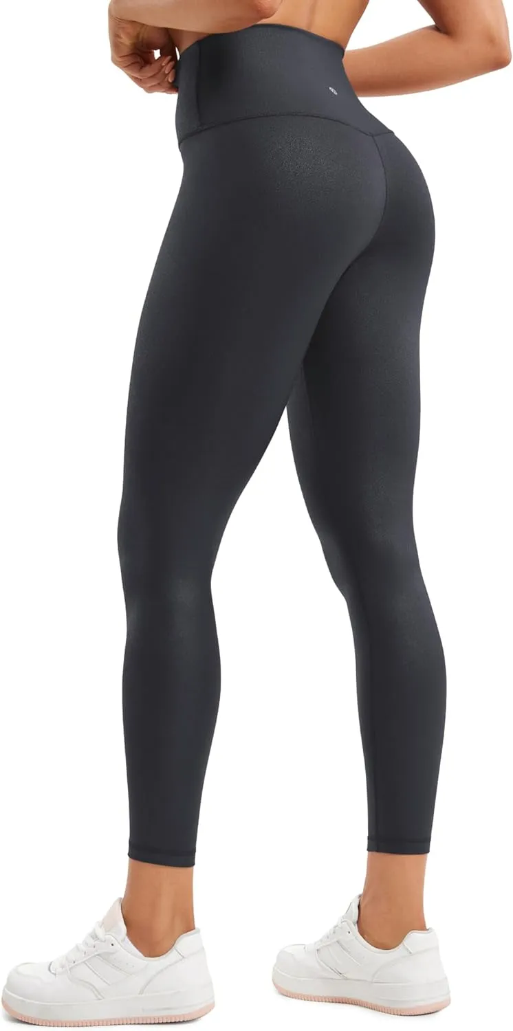 CRZ YOGA Butterluxe Matte Faux Leather Leggings for Women 25" - High Waisted Stretch Ankle Leather Pants Pleather Tights