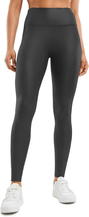 CRZ YOGA Butterluxe Matte Faux Leather Leggings for Women 28'' - No Front Seam High Waist Stretch Tights Pleather Pants