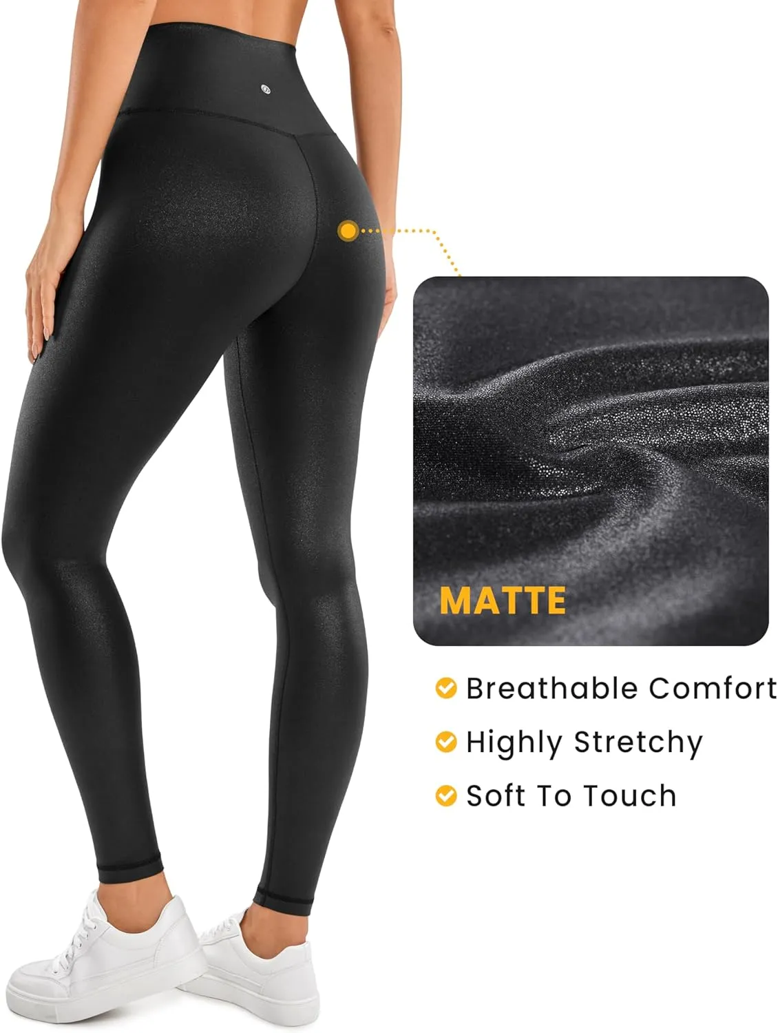 CRZ YOGA Butterluxe Matte Faux Leather Leggings for Women 28'' - No Front Seam High Waist Stretch Tights Pleather Pants