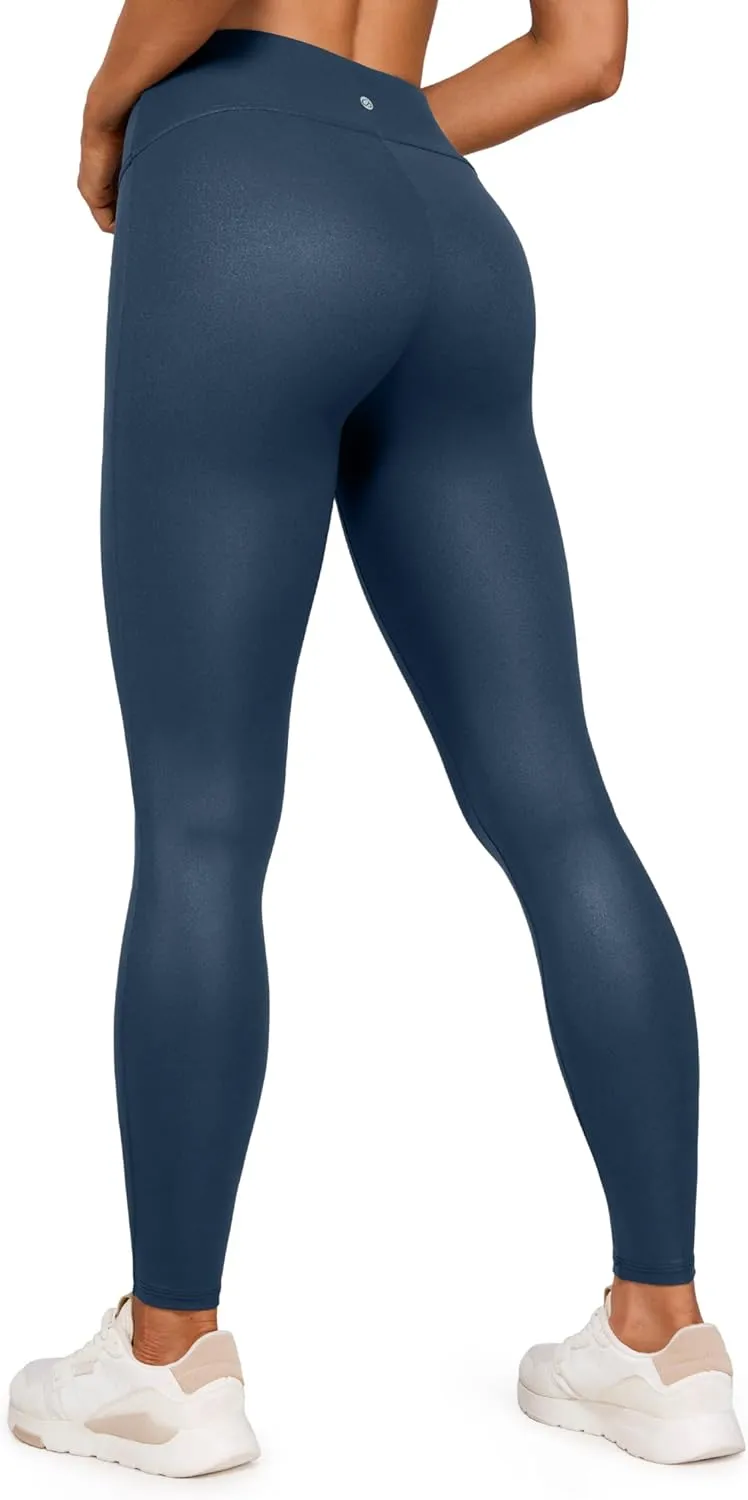 CRZ YOGA Butterluxe Matte Faux Leather Leggings for Women 28'' - No Front Seam High Waist Stretch Tights Pleather Pants