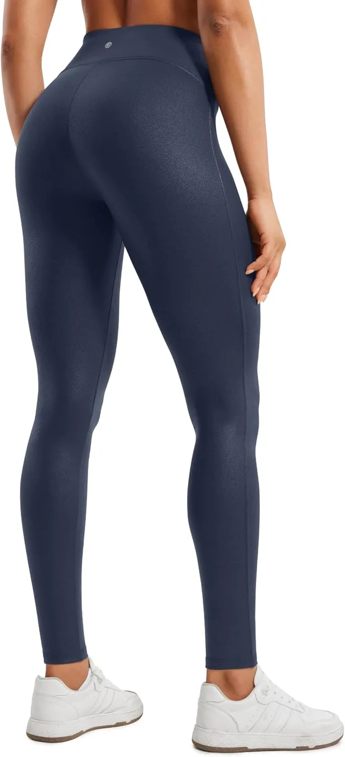 CRZ YOGA Butterluxe Matte Faux Leather Leggings for Women 28'' - No Front Seam High Waist Stretch Tights Pleather Pants