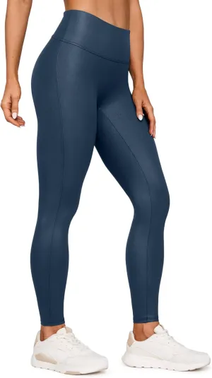 CRZ YOGA Butterluxe Matte Faux Leather Leggings for Women 28'' - No Front Seam High Waist Stretch Tights Pleather Pants
