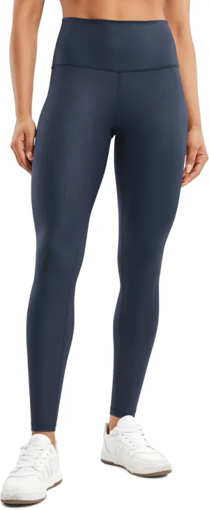 CRZ YOGA Butterluxe Matte Faux Leather Leggings for Women 28" - High Waisted Stretch Ankle Leather Pants Pleather Tights
