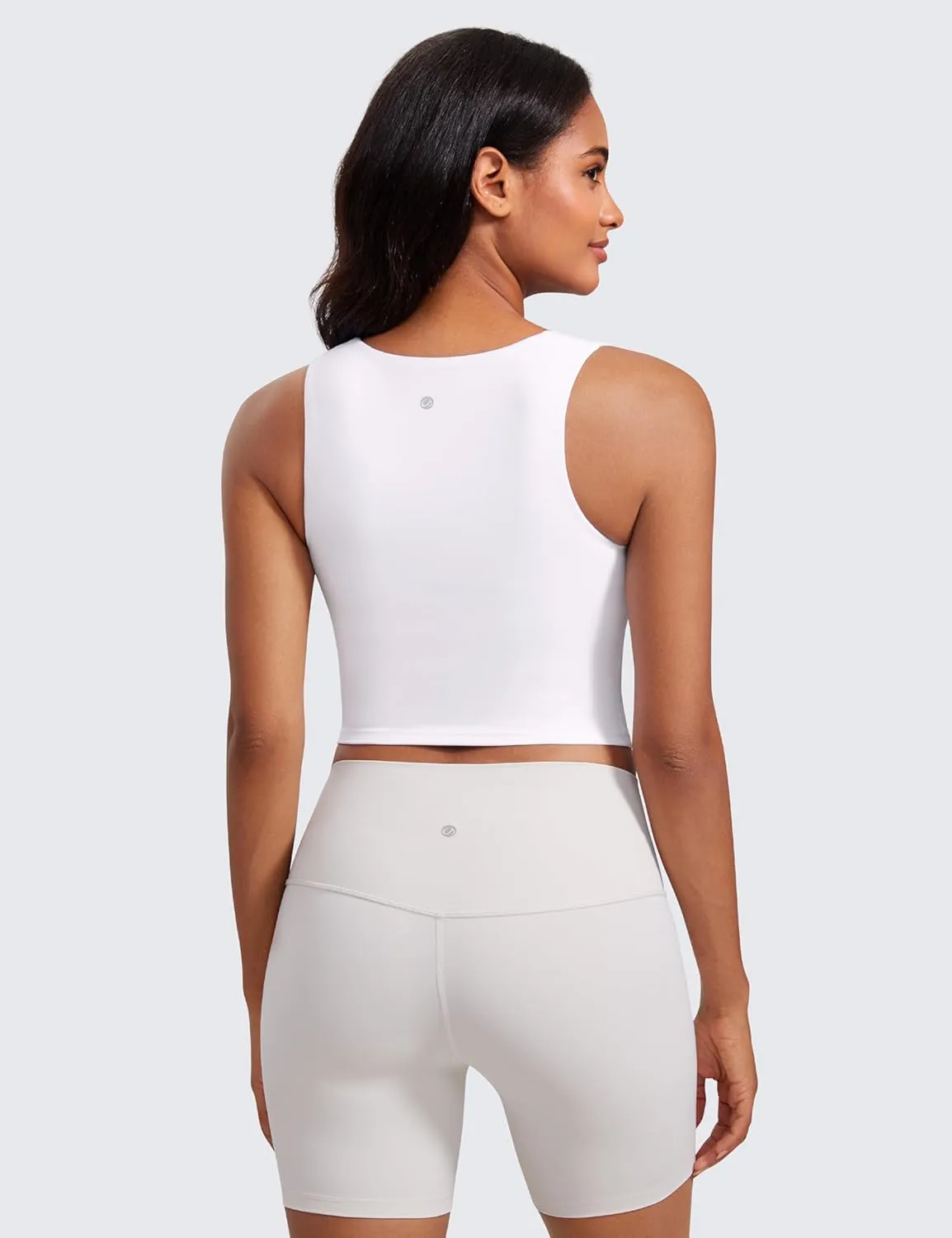 CRZ YOGA Butterluxe Womens Longline Square Neck Sports Bras - Basic Crop Tank Yoga Workout Tops with Built in Pads
