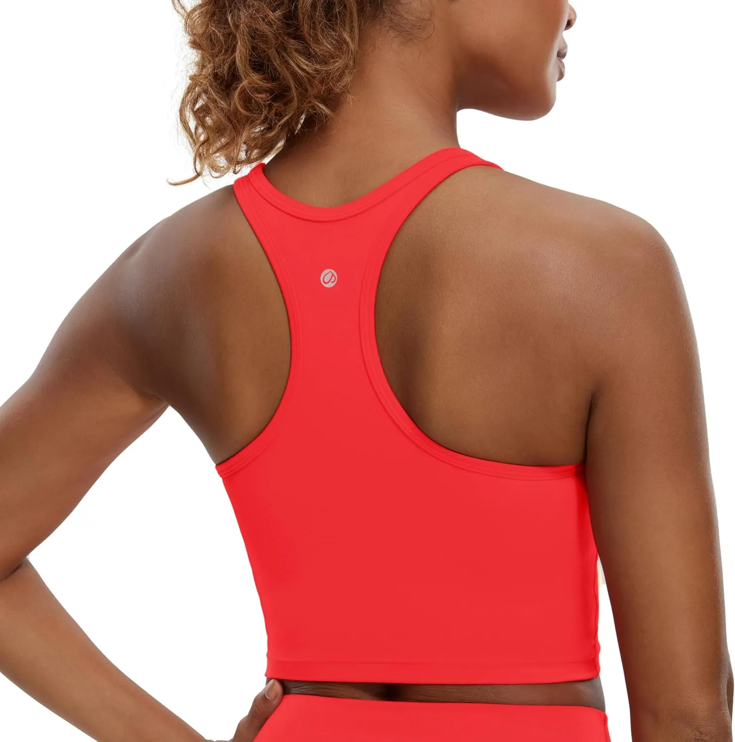 CRZ YOGA Butterluxe Womens Y-Back Racerback Longline Sports Bra - Padded Scoop Neck Workout Crop Tank Top with Built in Pads