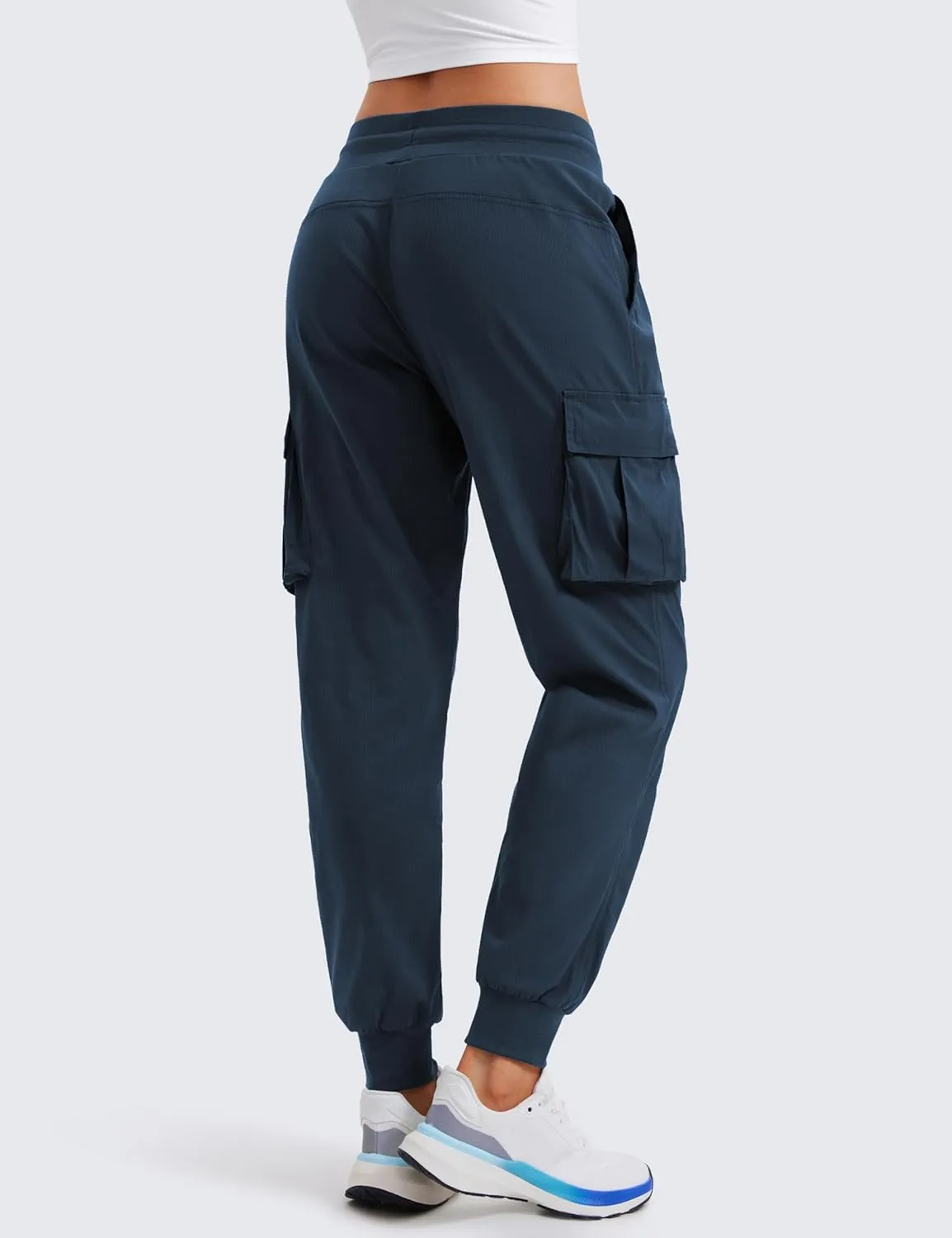 CRZ YOGA Cargo Joggers for Women Lightweight Ruched Workout Casual Travel Athletic Hiking Pants with Pockets