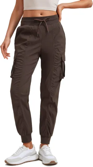 CRZ YOGA Cargo Joggers for Women Lightweight Ruched Workout Casual Travel Athletic Hiking Pants with Pockets