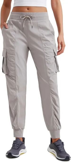 CRZ YOGA Cargo Joggers for Women Lightweight Ruched Workout Casual Travel Athletic Hiking Pants with Pockets