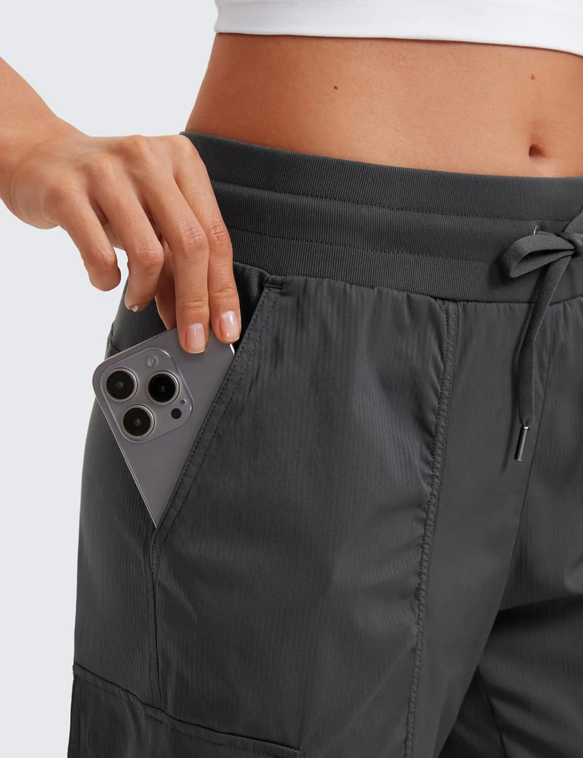 CRZ YOGA Cargo Joggers for Women Lightweight Ruched Workout Casual Travel Athletic Hiking Pants with Pockets